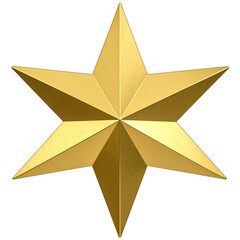 Obraz premium Golden Star Emblem Isolated On White Background: A radiant six-pointed gold star gleams with elegance. The symmetrical design embodies brilliance.
