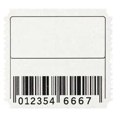 Ticket Barcode Isolated On White Background: A close-up shot of a blank ticket with a prominent barcode, ready to be encoded with details.