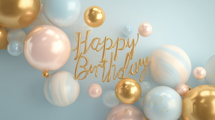 Elegant Happy Birthday Celebration Pastel Balloons Festive Invitation