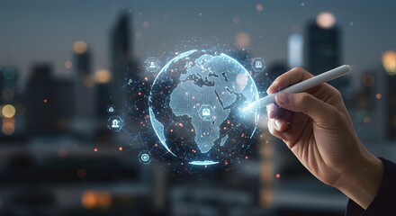 Global Network Connection and Digital Technology Concept