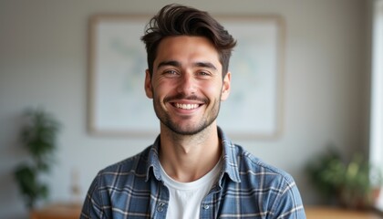 Obraz premium Cheerful young man with a charming smile