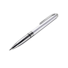 Elegant Silver Ballpoint Pen Isolated on a Clean White Background
