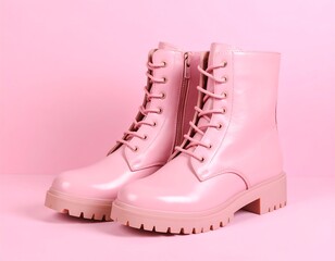 Pink boots on a pink background