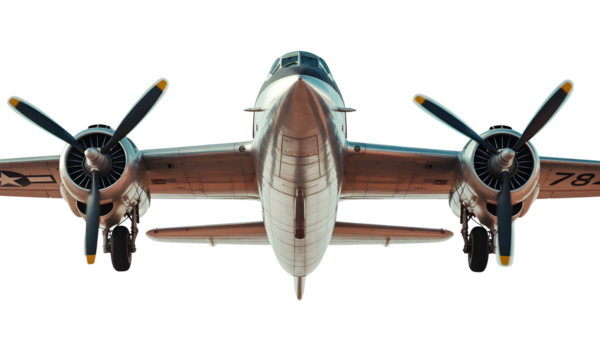 Vintage Propeller Aircraft Ascending into a Clear Sky