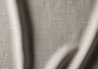 A detailed macro shot of a draped, textured fabric in a neutral beige tone, highlighting the weave and soft folds.
