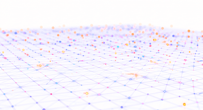 Abstract Network of Connected Nodes with Vibrant Color Gradients and Geometric Precision.