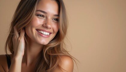 Naklejka premium Radiant young woman with a joyful smile