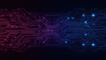 Abstract circuit board design with glowing lines.