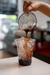 glass of coffee with milk on the table