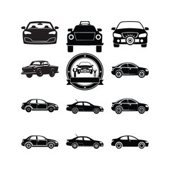 Black white silhouette car lifted garage