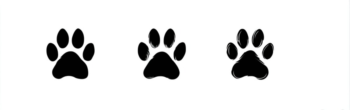 Three black animal paw prints on a white background - Powered by Adobe