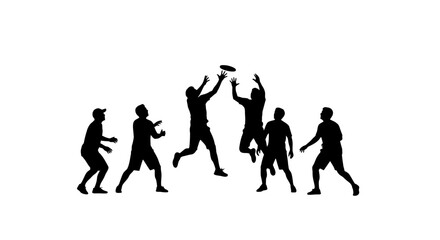 Obraz premium ultimate frisbee action sequence silhouette of players in dynamic play perfect for sports websites team promotion and active lifestyle designs