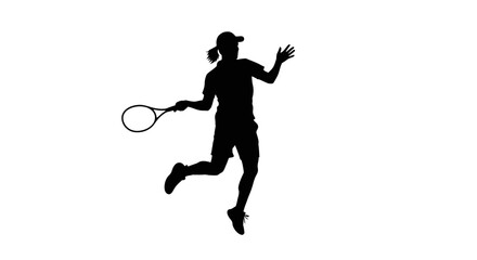 dynamic female tennis player silhouette powerful action shot for sports websites branding and print designs