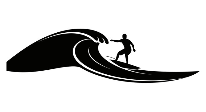 surfer riding a powerful wave dynamic silhouette for surf shops websites and surfthemed designs needing a bold iconic image