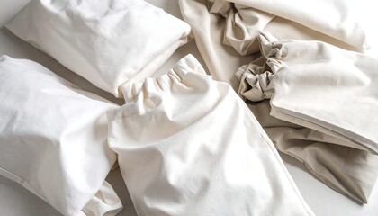 Cotton Drawstring Bags on White Surface