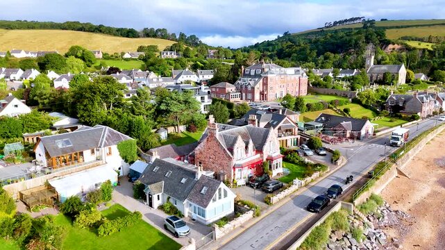 Aerial Flyover of Rosemarkie Village and Countryside Homes