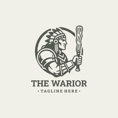 Obraz premium Knight warior vintage Logo Design Vector