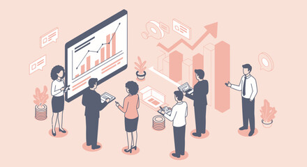Fototapeta premium Business Team Analyzing Financial Data Presentation.
