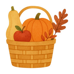 PNG Autumn harvest basket illustration