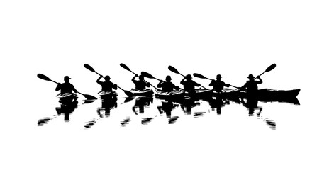 kayakers in silhouette teamwork adventure and the serenity of paddling on calm waters perfect for travel sports and outdoor lifestyle designs