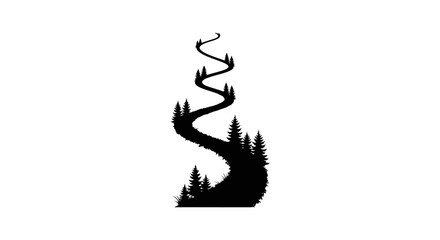 winding forest road silhouette perfect for nature travel and adventure designs illustrating journey path or destination concepts