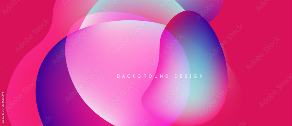 Wall mural abstract vibrant shapes overlap. pink, purple, blue gradients create dynamic background. modern desi