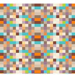 A captivating pixel-style mosaic composed of small, colorful squares arranged in a symmetrical grid