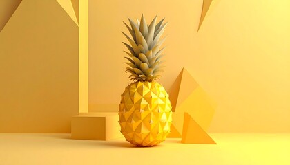 Golden Pineapple Minimalist Still Life.