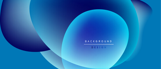 Abstract blue gradients form overlapping circles. Modern design elements create dynamic visual texture. Background includes text background, design.