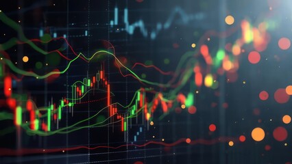 Financial data chart with vibrant lines