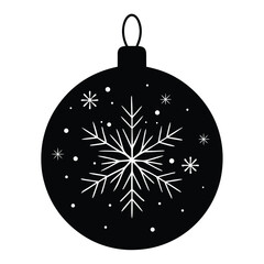 Fototapeta premium Black Christmas Ornament With Snowflake Design winter
