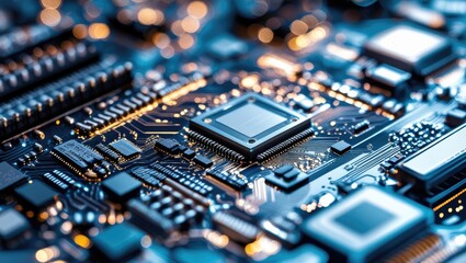 Close-up view of a complex circuit board.