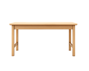 Simple light-brown rectangular table, front view