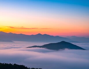 Sunrise over misty mountains (2)