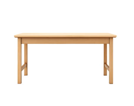 Simple light-brown rectangular table, front view