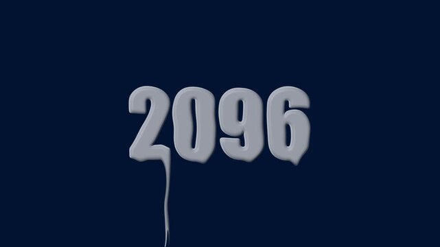 liquid text 2096 animation colorful background. glowing number text background 4k video animation. 2096 animation liquid text transparent background