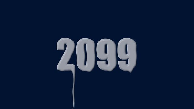 liquid text 2099 animation colorful background. glowing number text background 4k video animation. 2099 animation liquid text transparent background