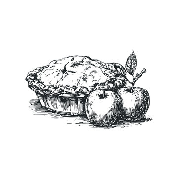 apple pie sketch with apples clip art preview