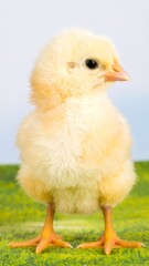 Obraz premium Fluffy Chickling Posing on Grass