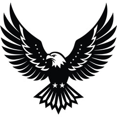 Fototapeta premium Majestic eagle with outstretched wings and stars bird