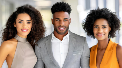 Three colleagues collaborate in an office, sharing ideas and strategies for success in a dynamic work environment.