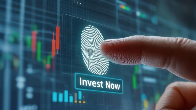Fingerprints on digital investment screen