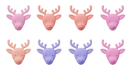 Obraz premium Colorful deer heads decorated display