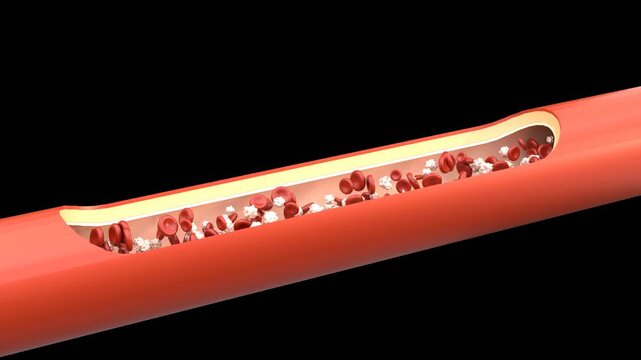 3D Animation of Blood Vessel with Blood Cells | Alpha Channel