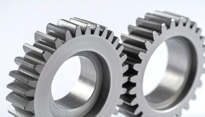 Two metal gears close-up