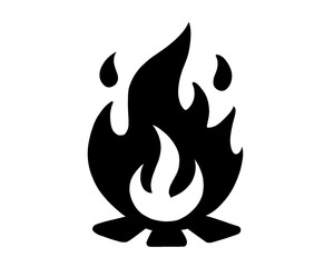 black bonfire silhouette, vector illustration,  isolated icon on white background
