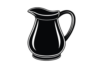 Black silhouette of a pitcher isolated on white background