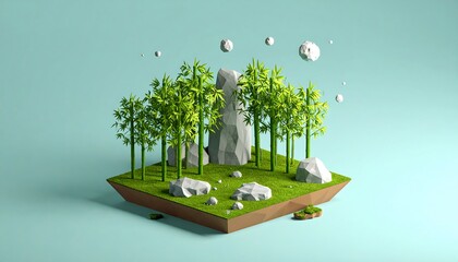 Low-poly bamboo forest