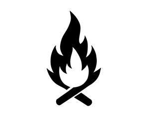 black bonfire silhouette, vector illustration,  isolated icon on white background
