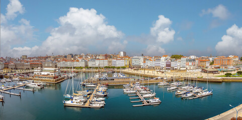 The charming harbor and watrer front districts of of La Coruña, Galicia, Spain